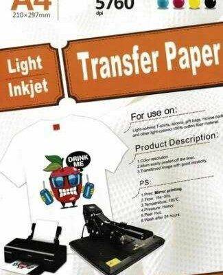 Light inkjet heat transfer